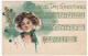 H.B.G. Griggs Artist Signed Image Beautiful Woman, St. Patricks Day, Music Notes C1910s Vintage Embossed Postcard - Saint-Patrick's Day