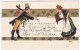 H.B.G. Griggs Artist Signed Image Beautiful Woman, St. Patricks Day, Man &amp; Woman Greet C1910s Vintage Embossed Postc - Saint-Patrick's Day