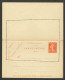 Entier Postal ( 011 ) 10 C Rouge. Semeuse. Cartes  Lettres  ; Piquage à Cheval - Cartes-lettres