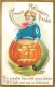 241547-Halloween, Stecher No 226 F, Boy Wearing Blue Navy Sailor Costume Holding Jack O Lantern - Halloween