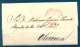 1850 , D.P. 13 , CARTA CIRCULADA ENTRE BADAJOZ Y OLIVENZA , BAEZA EN ROJO , LLEGADA - ...-1850 Prefilatelia