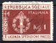 1944 Repubblica Sociale RSI Franchigia Militare N. 1 Timbrato Used - Fiscale Zegels