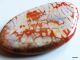 Cabochon Agate De Feu Pierre Semi-précieuse Orange Blanc Environ 49x28x6mm   Un Cabochon Très Original Et De Très Belle - Perles