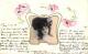 [DC2726] CPA - IN RILIEVO - DONNA CON FIORI - CORNICE D'ORATA - Viaggiata 1904 - Old Postcard - Femmes