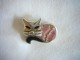 Neuf - Broche En Argent 925 En Forme De Chat Serti De Pierre Rhodoite Rose D'Argentine - Broches