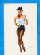 PIN UP-Court Vétue-avec Haut De Forme-illustration André BREMOND  -années 50- - Pin-Ups