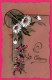 Carte Celluloïde Faite Main - Fleurs - Sainte Catherine - Translucide - Transparente - Autres & Non Classés