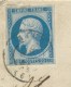 CAD SUR N° 14 BLEU NAPOLEON SUR LETTRE/ GRIOTIER ANNONAY ARDECHE POUR PARIS / 9 AOUT 1861 / FAIRE PART MARIAGE - 1849-1876: Période Classique