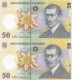 50 Lei 2005 UNC X2 Polymer Plastic Note SERIE CONSECUTIVE Romania. - Romania