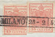 1295 - Lettera Del 28 Febbraio 1852 Da Milano A Pontevico Con Due Valori Da Cent 15 Rosa 2° Tipo (Sass. N 5) - Lombardy-Venetia