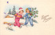 CPA Fantaisie - Illustrateur - Enfants - Luge - Bonne Année - 1900-1949