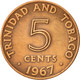 Monnaie, TRINIDAD & TOBAGO, 5 Cents, 1867, Franklin Mint, TTB, Bronze, KM:2 - Trinidad & Tobago
