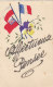 Militaria - Guerre 39-45 - Drapeau Alliés - Carte Peinte Paillettes - Weltkrieg 1939-45