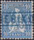 Heimat LU NEBIKON (blau) Langstempel Im Kasten Auf Zu#31 Blau Sitzende Helvetia (Stempel Selten In Blau) - Oblitérés