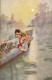 1916. CPA ITALIE ILLUSTRATEUR. COUPLE BARQUE ET NENUPHARS - Autres & Non Classés