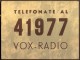 ITALIA - ADVER.  VOX  RADIO - TORINO - Cc 1930 - Altri & Non Classificati