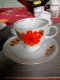 MITTERTEICH BAVARIA 4 Tasses à Café Thé +sous Tasses FAÏENCE - Fleurs Marguerite Orange - Mitterteich (DEU)