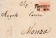 C380- LOMBARDO VENETO -Lettera Da TREVIGLIO Del 14/8/1852 A Monza Con 15 Cent. Rosso  2° Tipo -  . Leggi ... - Lombardo-Vénétie