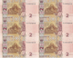 UKRAINE 2 HRYVNI 2011 P-117 UNC UNCUT SHEET (6 PCS) [ UA845c ] - Ukraine