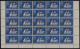 St Pierre Et Miquelon 1945 MNH Sc 321 Block Of 25 15fr Surcharge On 25c Schooner Variety - Blocs-feuillets