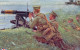 5094. CPA GRANDE BRETAGNE GUERRE 14 18 WW1. ILLUSTRATEUR. MITRAILLEUSE ANGLAISE. ENGLISH MACHINE GUN. - Matériel