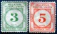 MALAYAN POSTAL UNION 1951 3c,5c Due Mint Slight Gum Disturbance ScottJ22,J24 CV$80 Watermark : Multiscript Crown & CA - Malayan Postal Union