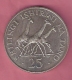 TANZANIA 25 SHILLINGS 1974 SILVER UNC WWF GIRAFFES - Tanzanie