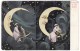 Couple Sits In Moon, Spooning In The Moon, Romance, C1900s/10 Vintage Postcard - Couples