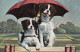 6998. CPA ILLUSTRATEUR. CHIENS SOUS UN PARAPLUIE. - Chiens