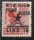 OCCUPAZIONE FIUME 1945 LIRE 16 SU 0.75 SENZA FILIGRANA UNWATERMARK MH SIGNED FIRMATO - Jugoslawische Bes.: Fiume