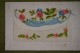 Carte Brodée - Bordure De Papier Gaufré - Corbeille De Fleurs - Brodées