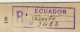 Ecuador Laguna De Cuicocha Provinvia De Imbabura No 120 P. Used Registered From Quito 1909 To Paris Certificada - Equateur