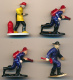 4 Figurines Pompiers Sans Marque, Hauteur : 2 Figurines Sur 4 Cm Et 2 Sur 5 Cm - Leger