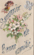 Matériaux - Celluloïd Celluloïde - Carte Porcelaine - Découpis Ange Fleurs Trèfle Paillettes - Cartes Porcelaine