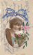 Matériaux - Celluloïd Celluloïde - Carte Porcelaine - Découpi Femme Mode Chapeau Plumes - 1924 - Porcelaine