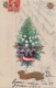 Matériaux - Celluloïd Celluloïde - Carte Porcelaine - Découpi Sapin De Noël 1909 - Cartes Porcelaine
