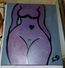 ANCIENNE PEINTURE ACRYLIQUE SIGNE CD BUSTE DE FEMME NUE 46 X 36 Cm Tbe - Acryl