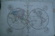 CARTE GEOGRAPHIQUE -MAPPEMONDE DIVISEE EN 2 HEMISPHERES PAR HERISSON -GEOGRAPHE 1839- AVEC DECOUVERTES - Landkarten