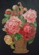 Grands Découpis Gaufré - Le Panier D'osier Aux Roses - 23 Cm X 16 Cm - Flores