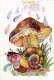 Painting By K. Izmirlieva  - Mushroom Snail - Printed 1987 - Mushrooms