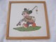 Micky Mouse Disney  Kruissteek Cross Stitch Visser Pêcheur Ingelijst En Cadre Afm. 24x24cm - Point De Croix