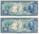 PAREJA CORRELATIVA DE VENEZUELA DE 5 BOLIVARES DEL AÑO 1966 CALIDAD EBC (XF) (BANKNOTE) RARO - Venezuela