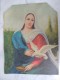 X PITTORE ITALIANO Frammento Di Olio Su Tela Vecchia Raffigurante Madonna Con Colomba Della Pace 35x45 - Olii