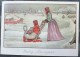 LITHO Chromo Illustrateur ANTON PIECK VOOR  HET KIND FEMME ET FILLE FILLETTE SUR TRAINEAU LUGE FORME DE CYGNE - Pieck, Anton