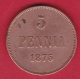 Finlande - 5 Pennia 1875 - Alexandre II De Russie - Finland