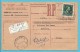 1007 Op Ontvangkaart (carte-recepisse) Met Sterstempel (Relais) * SAUVEGARDE (RUISBROEK) *(sterstempel Op Ontvangkaart)! - 1936-1957 Offener Kragen