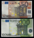 EURO-Noten "50 EURO + 100 EURO A 1", Gutscheine,  Beids. Druck, RRRR, UNC -, Ca. 172 X 95 Mm + 184 X 100 Mm - Sonstige & Ohne Zuordnung