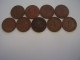 GERMANY 1950 ONE PRENNIG NINE USED COINS Copper Plated Steel Various Mintmarks.(Ref:HG21) - 1 Pfennig