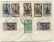 INDE FRANCAISE FRANCE LIBRE LETTRE AFFRANCHIE AVEC N°130,130a,131,132,148,149,155 Et 156 AVEC OBL. PONDICHERY 22-9-1943 - Storia Postale