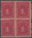 1927-50 CUBA REPUBLICA. 1927. Ed.8. 1c TASA POR COBRAR. POSTAGE DUE. BLOCK 4. GOMA ORIGINAL - Neufs